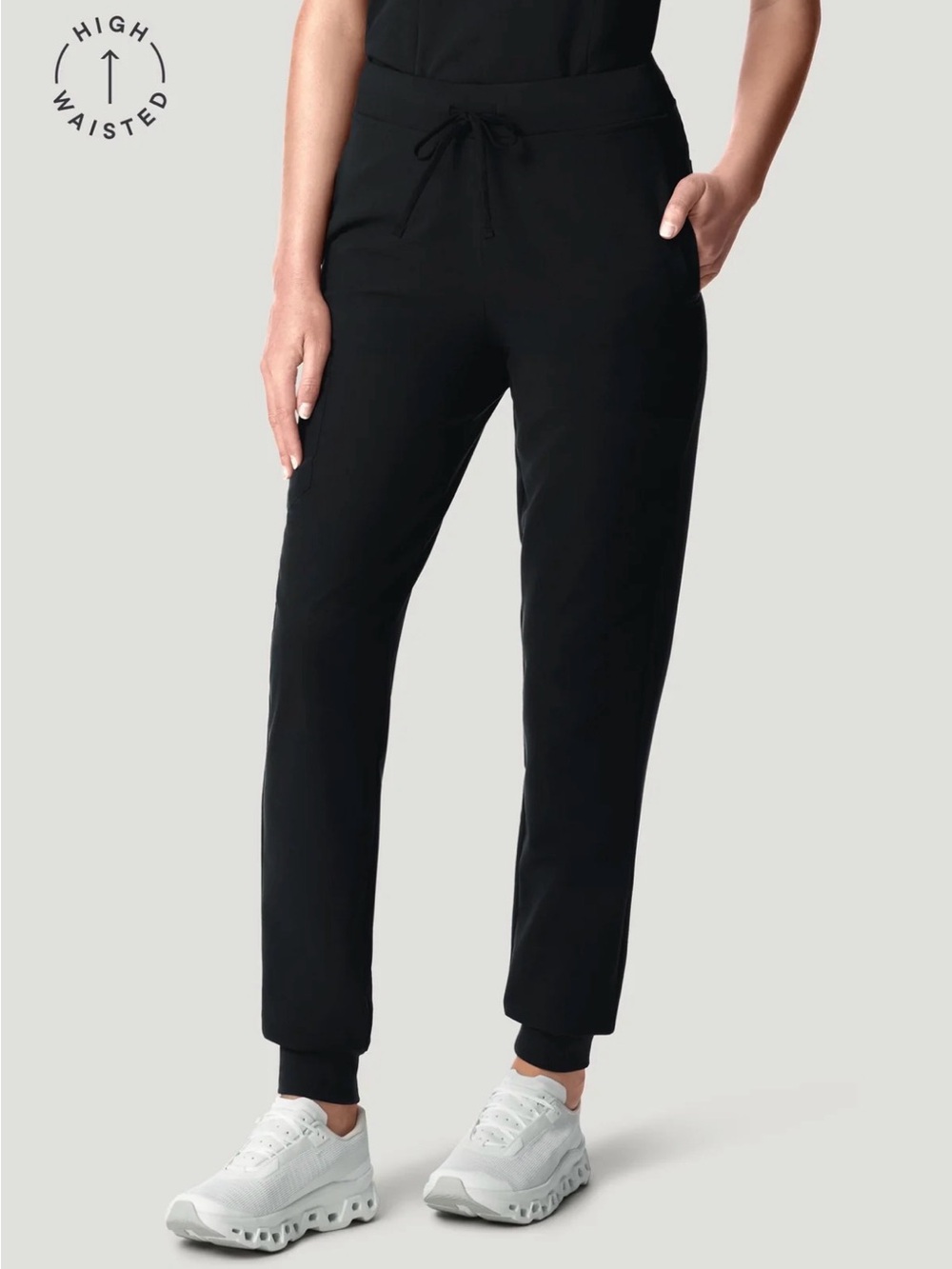 Mandala High-Waisted Black Jogger Scrub Pants - Women's XS
